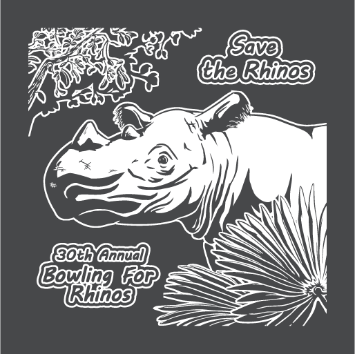 30th annual Bowling for Rhinos shirt design - zoomed
