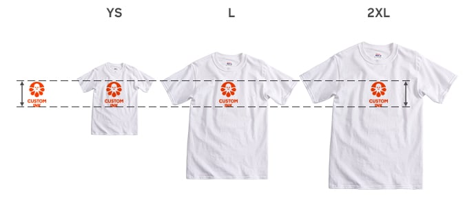 How Your T-Shirt Design Will Look On Different Sized Shirts at Custom Ink