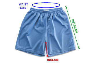 CustomInk Sizing Line-Up for Sport-Tek Mesh Shorts - Standard Sizes
