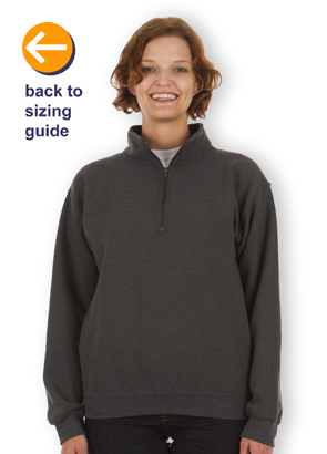 CustomInk.com Sizing Line-Up for Gildan Vintage Quarter Zip Sweatshirt -  Standard Sizes