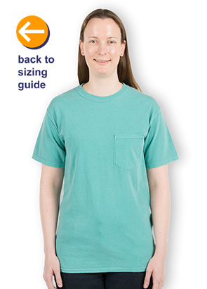 CustomInk.com Sizing Line-Up for Comfort Colors 100% Cotton Pocket T-shirt  - Standard Sizes