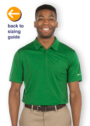 CustomInk.com Sizing Line-Up for Nike Golf Dri-FIT Smooth Performance Polo  - Standard Sizes