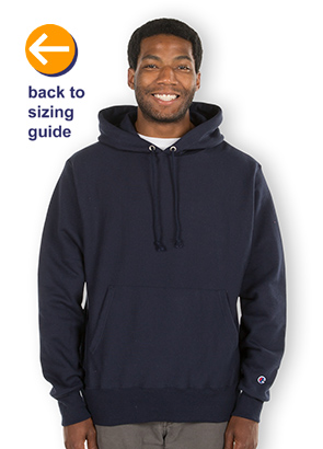 CustomInk.com Sizing Line-Up for Champion Heavyweight Reverse Weave®  Pullover Hoodie - Standard Sizes