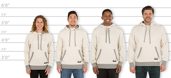 CustomInk.com Sizing Line-Up for Champion Authentic Sueded Pullover Hoodie  - Standard Sizes