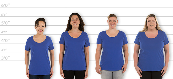 CustomInk.com Sizing Line-Up for Nike Women's 100% Cotton T-shirt -  Standard Sizes