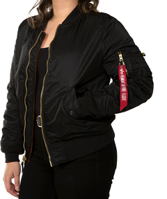 CustomInk Sizing Line-Up for Alpha Industries Women's MA-1 Flight Jacket -  Standard Sizes