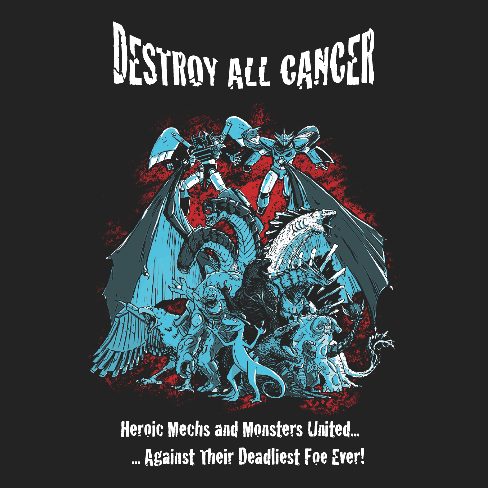 Kaiju vs Cancer shirt design - zoomed