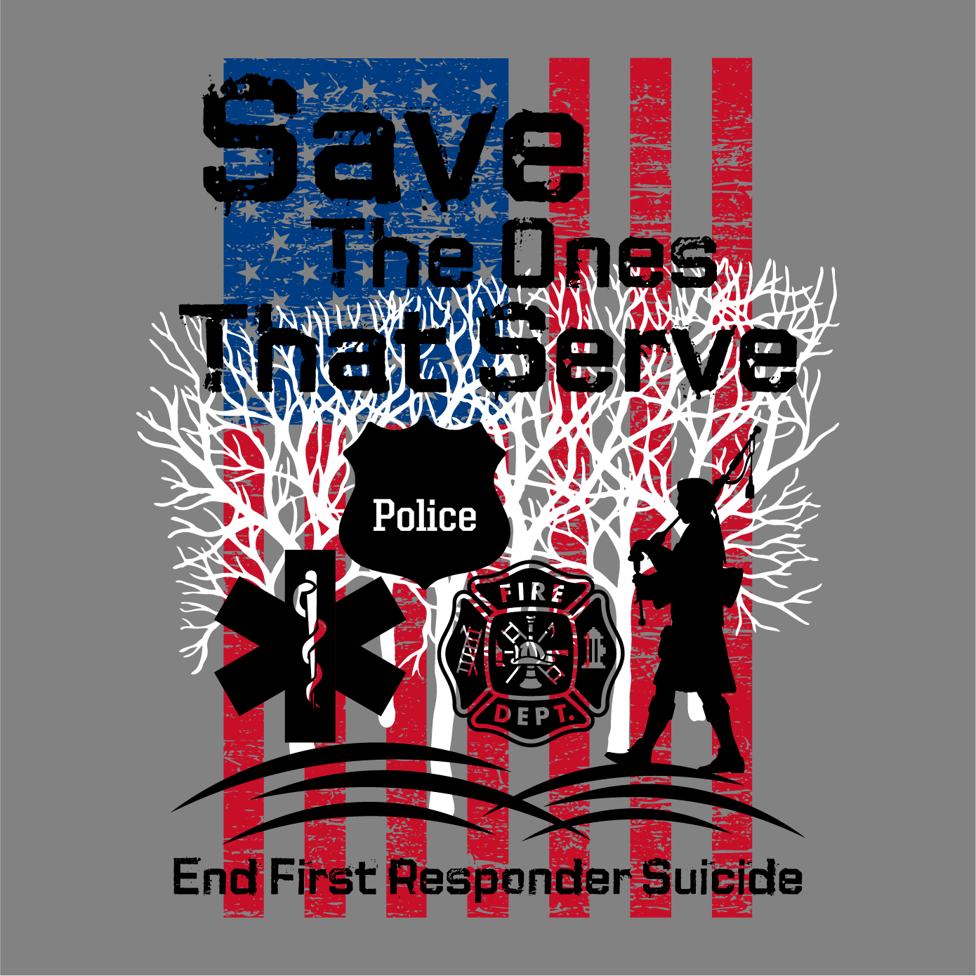 First responder suicide prevention shirt design - zoomed