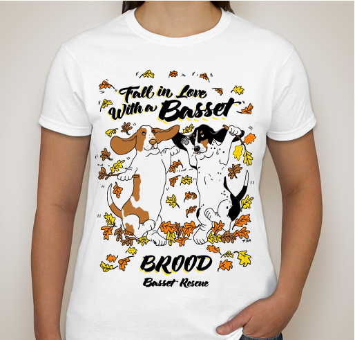 Buy a BROOD "Fall in Love with a Basset" T-shirt Fundraiser - unisex shirt design - front