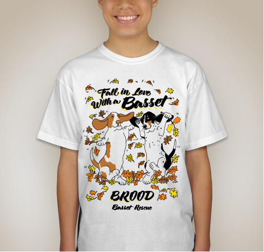 Buy a BROOD "Fall in Love with a Basset" T-shirt Fundraiser - unisex shirt design - back