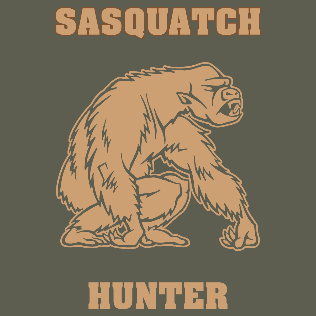 Sasquatch hunter shirt design - zoomed