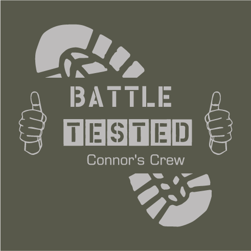 Connor's Battle Tested Fundraiser shirt design - zoomed