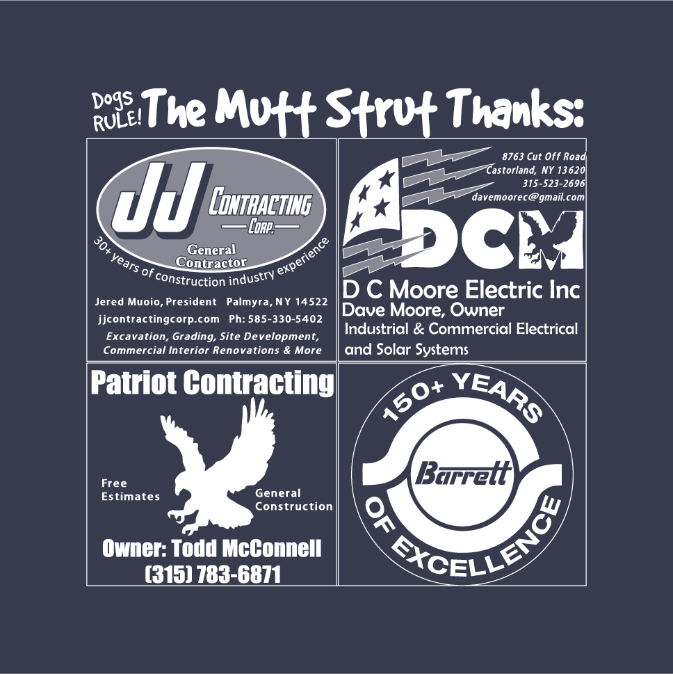 Lewis County Humane Society, Annual Mutt Strut Fundraiser shirt design - zoomed