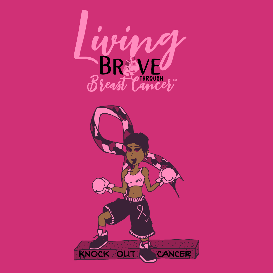Living Brave Through Breast Cancer is a nonprofit organization who support breast cancer fighters shirt design - zoomed