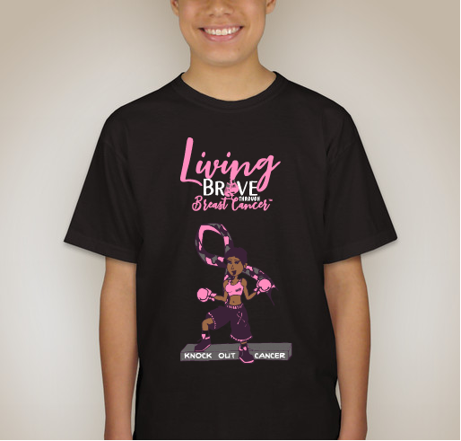 Living Brave Through Breast Cancer is a nonprofit organization who support breast cancer fighters shirt design - zoomed