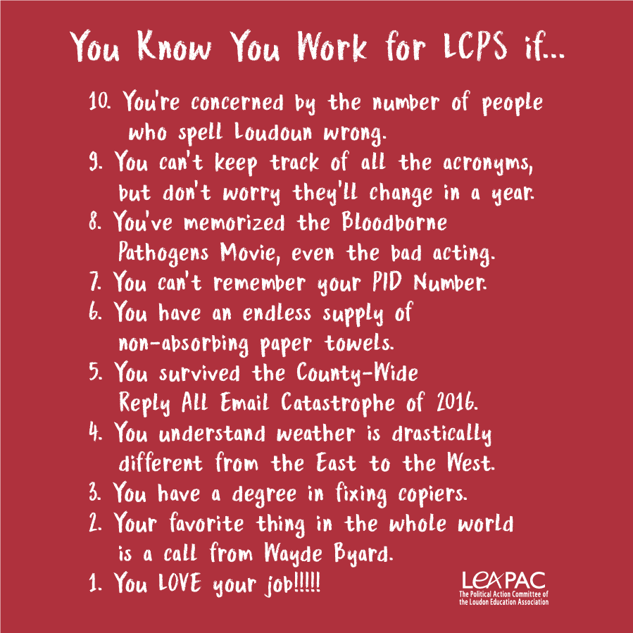You Know You Work For LCPS If... shirt design - zoomed