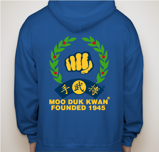 Unisex Gildan Full Zip Hoodie Screen Printed Front & Back Moo Duk Kwan® Fist Logo & Founded 1945 Fundraiser - unisex shirt design - back