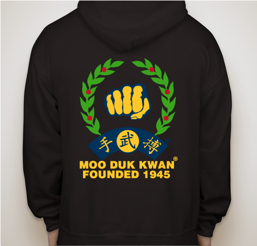 Unisex Gildan Full Zip Hoodie Screen Printed Front & Back Moo Duk Kwan® Fist Logo & Founded 1945 Fundraiser - unisex shirt design - back
