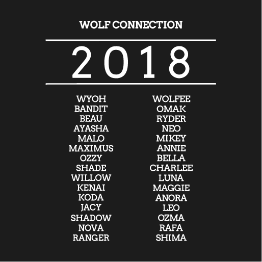 Wolf Connection 2018 Limited Edition T-shirt! Commemorating the ancestors who blazed the trail for our newest pack members shirt design - zoomed
