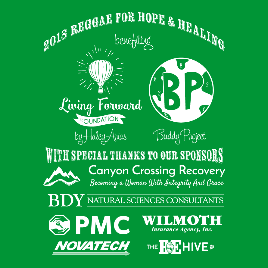 2018 Reggae for Hope & Healing: Living Forward Foundation shirt design - zoomed