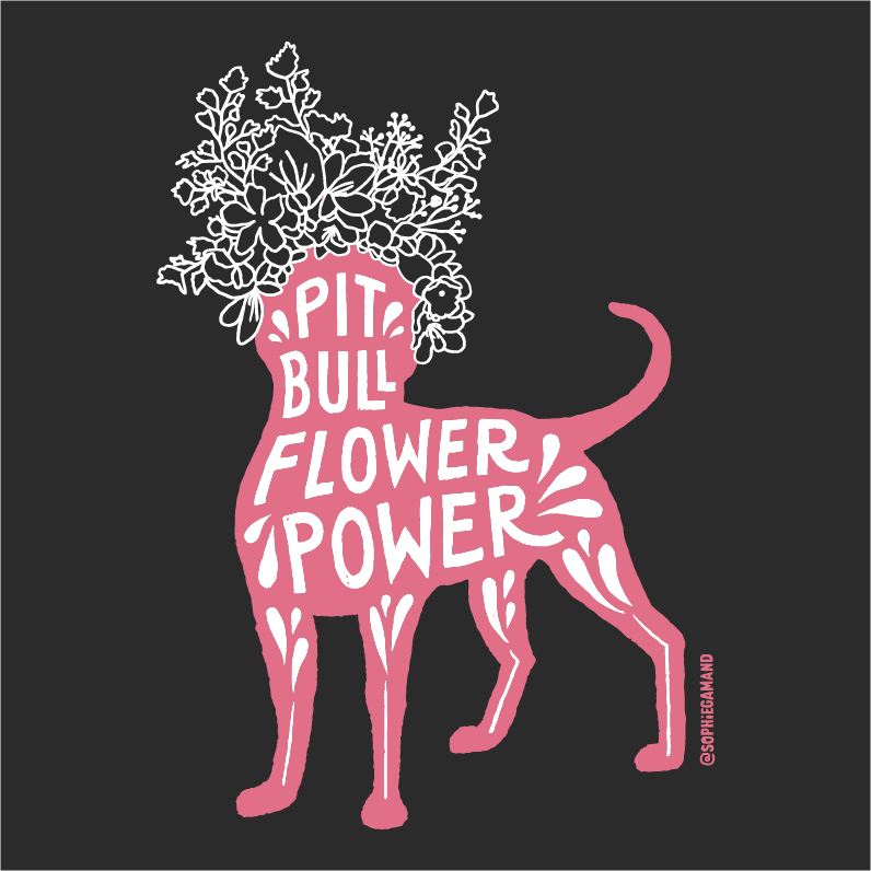 Pit Bull Flower Power x Calhoun County Humane Society shirt design - zoomed
