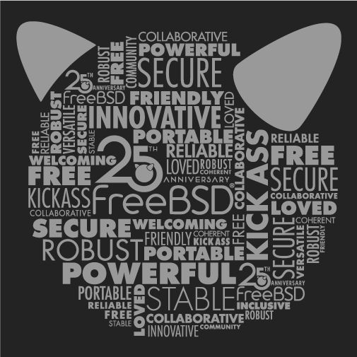 Celebrate 25 Years of FreeBSD and Support the Project shirt design - zoomed