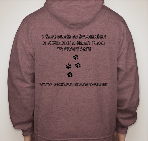 Dachshund Haus Rescue Winter Hoodie Fundraiser - unisex shirt design - back