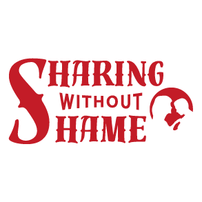 Sharing without Shame Hat shirt design - zoomed