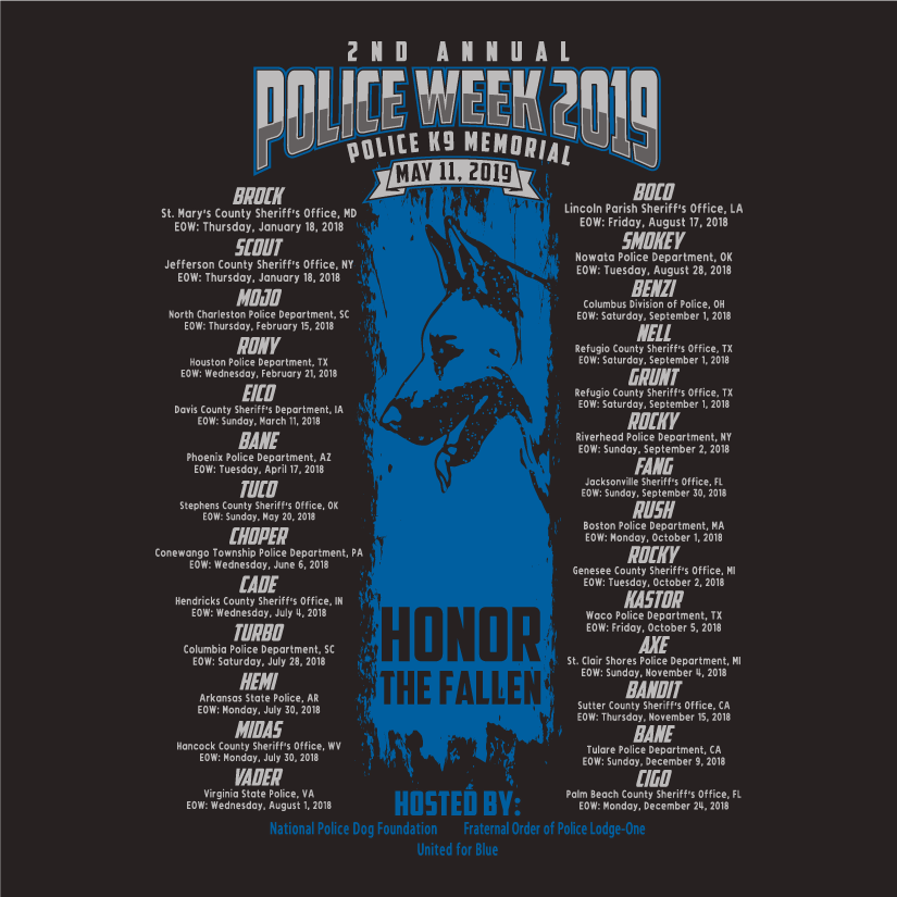 2nd Annual Fallen Police K9 Memorial shirt design - zoomed