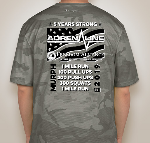 2019 Adrenaline Bootcamp Murph Fundraiser Supporting Freedom Alliance Fundraiser - unisex shirt design - back