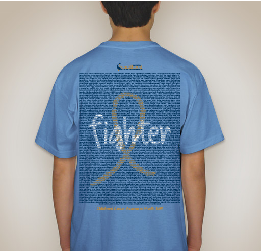 ACCO Go Gold Awareness Shirt 1: #CalebsCrusaders-L. Broussard Fundraiser - unisex shirt design - back