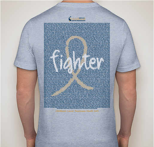 ACCO Go Gold Awareness Shirt 1: #CalebsCrusaders-L. Broussard Fundraiser - unisex shirt design - back