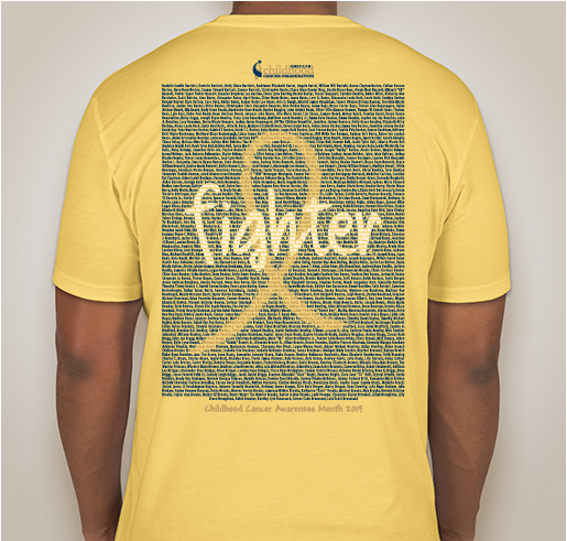 ACCO Go Gold Awareness Shirt 10: J. Wolfe-Zvorsky Fundraiser - unisex shirt design - back