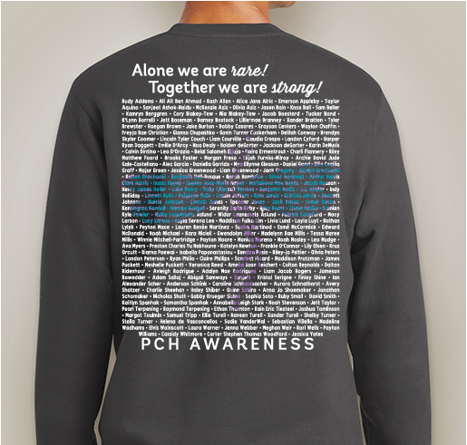 PCH Awareness - Back for a limited time only!! Fundraiser - unisex shirt design - back