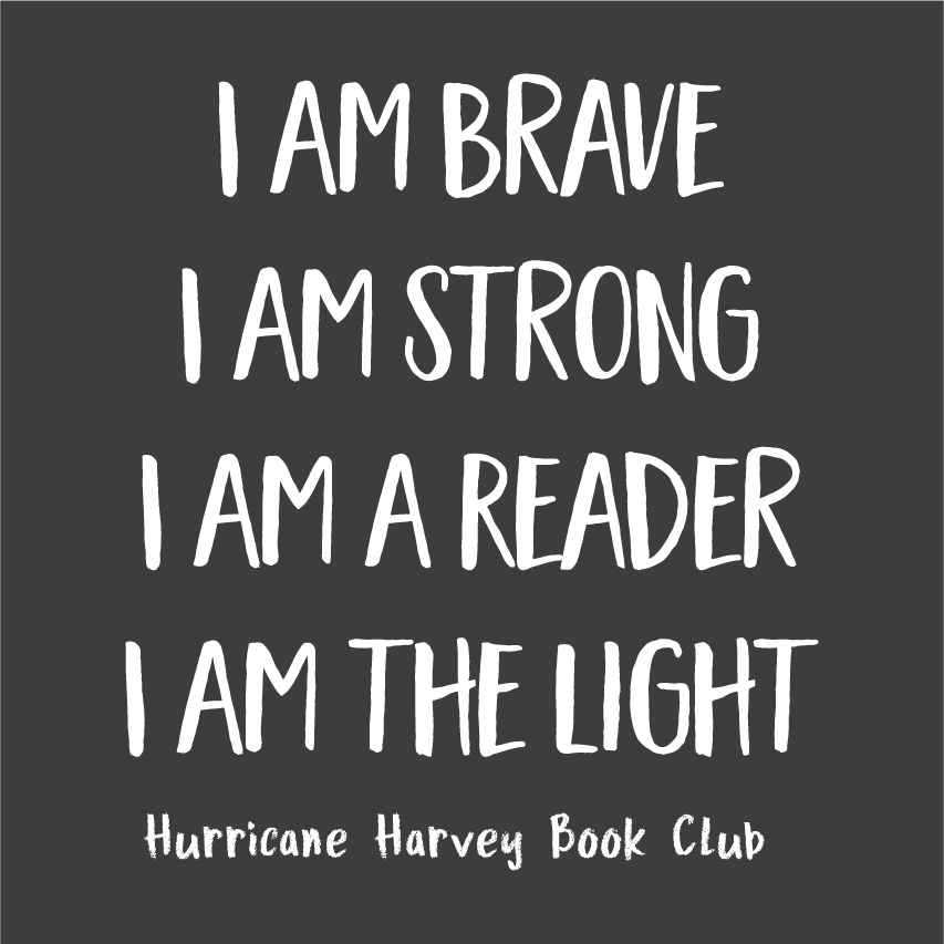 Hurricane Harvey Book Club shirt design - zoomed