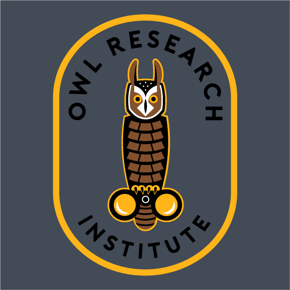 Owl Research Institute: Taking the Long View on Long-eared Owls shirt design - zoomed