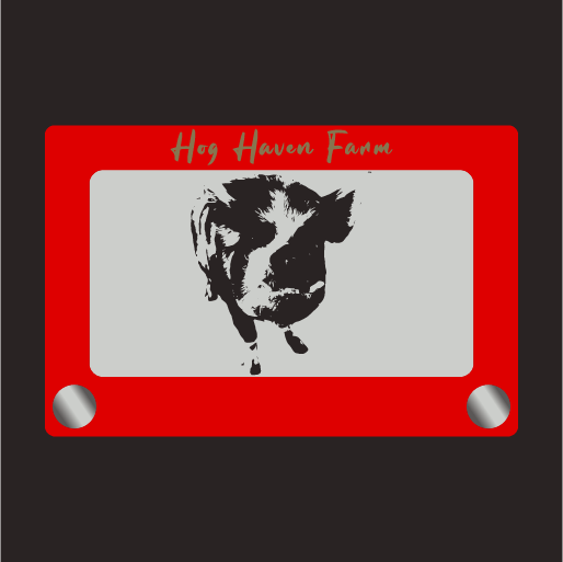 Hog Haven Farm Horace Etch-a-Sketch shirt design - zoomed