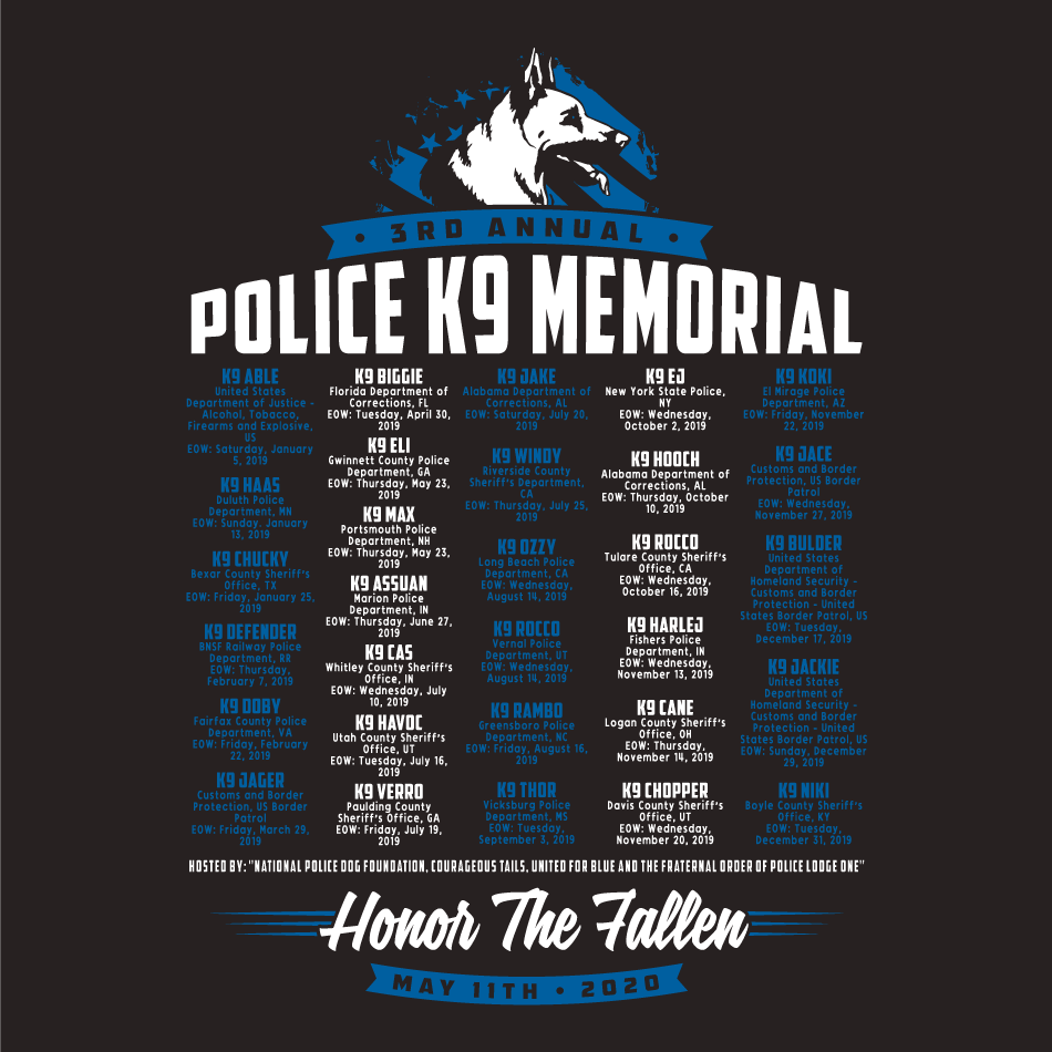 3rd Annual Fallen Police K9 Memorial shirt design - zoomed