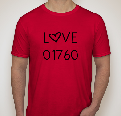LOVE 01760 t-shirts to benefit Natick Service Council Fundraiser - unisex shirt design - small