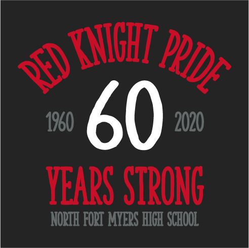 Design 2: Retro Multi Color "Red Knight Pride! 60 Years Strong!" shirt design - zoomed