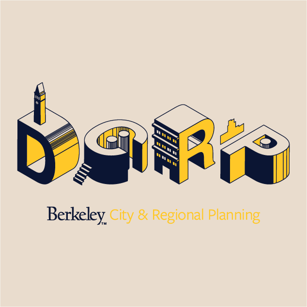 The UC Berkeley Department of City & Regional Planning shirt design - zoomed
