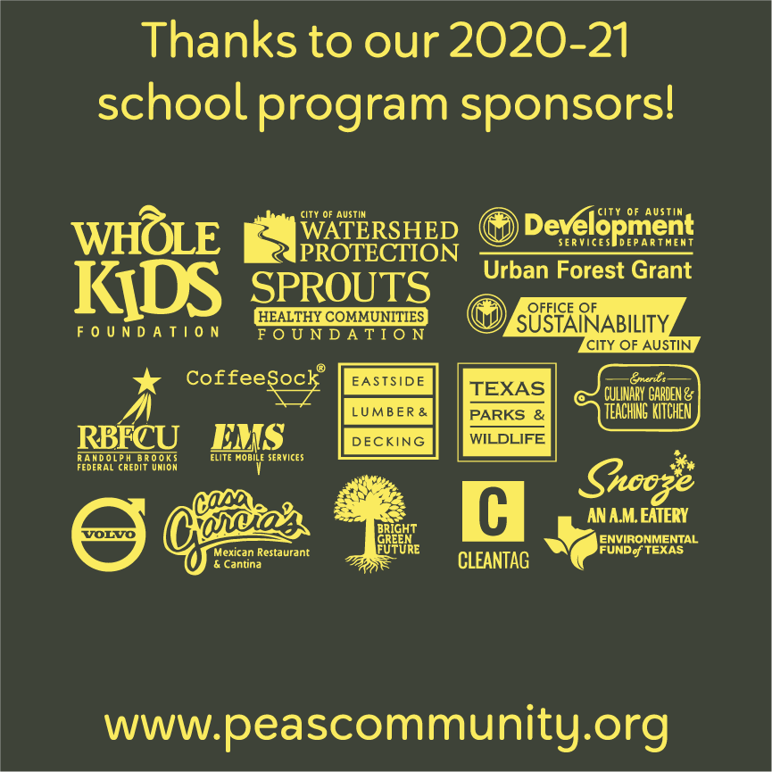 PEAS Fall 2020 Community T-Shirt Fundraiser shirt design - zoomed