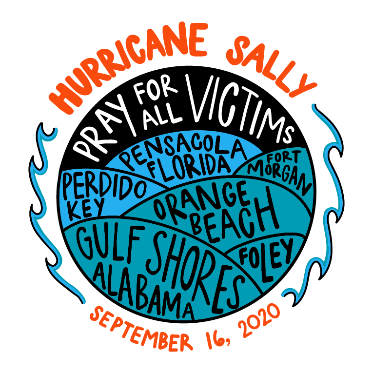 Hurricane Sally Relief shirt design - zoomed