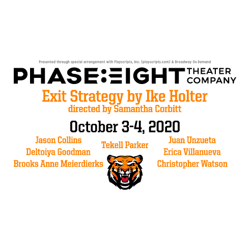 Phase Eight Theater Company's EXIT STRATEGY shirt design - zoomed