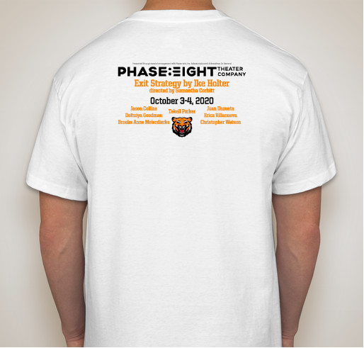 Phase Eight Theater Company's EXIT STRATEGY Fundraiser - unisex shirt design - back