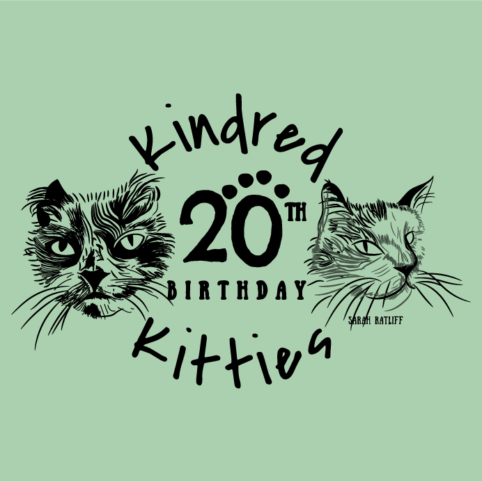 Kindred Kitties 20th Birthday shirt design - zoomed